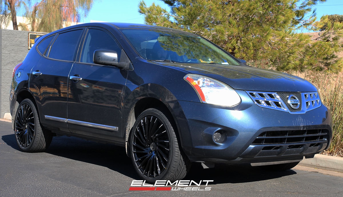 20 inch Lexani Wraith Gloss Black w/ Machined Tips on a 2013 Nissan Rogue
