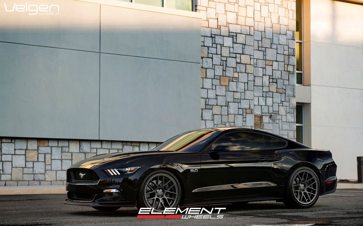 20 inch Staggered Velgen VMB7 Matte Gunmetal on 2015 Ford Mustang GT w/ Specs