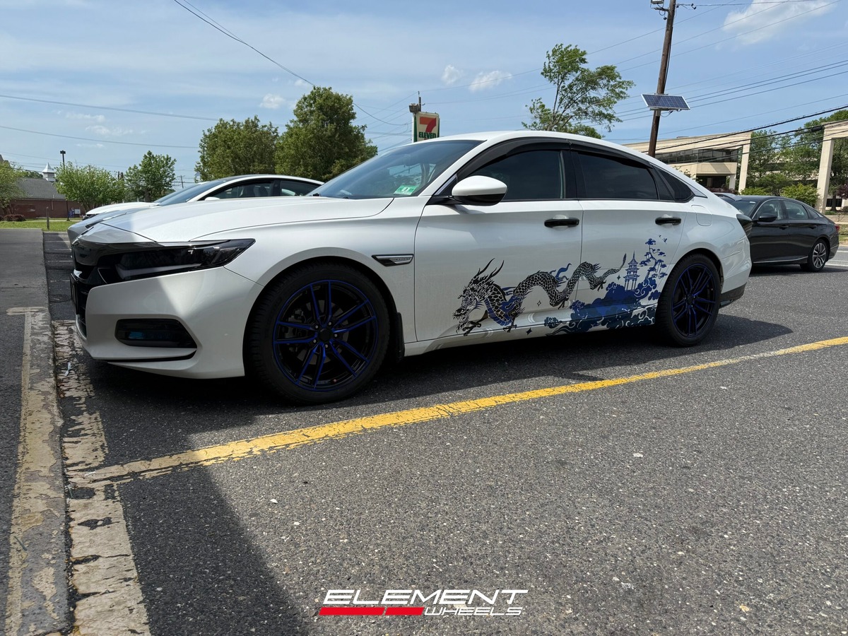 19 inch Konig Myth in Gloss Black w/ Blue Tinted Clear Coat on a 2018 Honda Accord