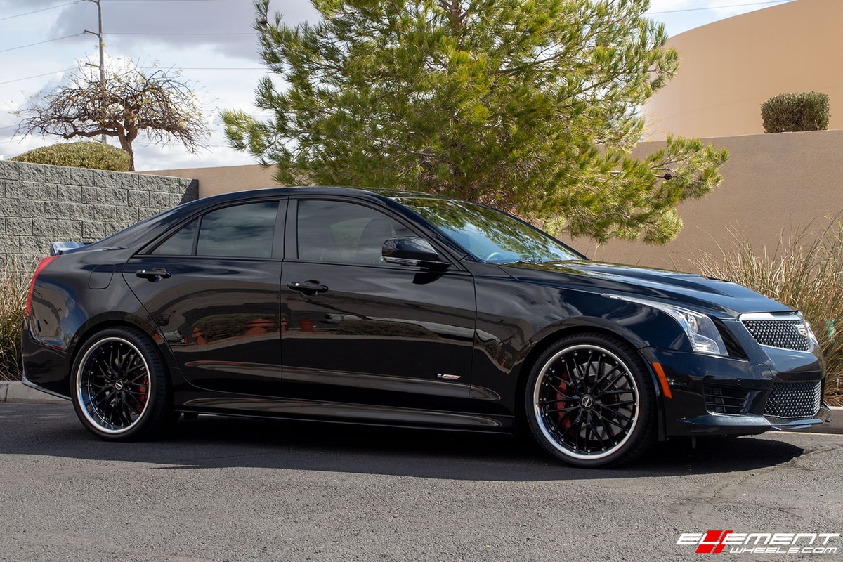19 inch Staggered MRR GT1 Black Machined Lip on a 2016 Cadillac ATS-V Sedan
