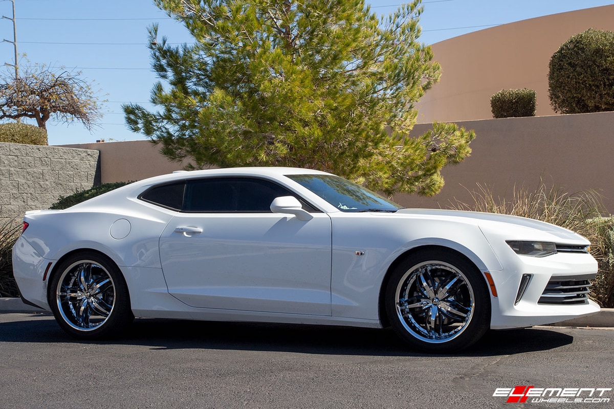 20 inch Diablo Angel Chrome w/ Black Inserts on a 2018 Chevrolet Camaro