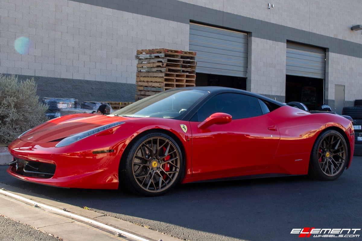 20 inch Staggered Variant Radon Satin Bronze on a 2015 Ferrari 458 Italia