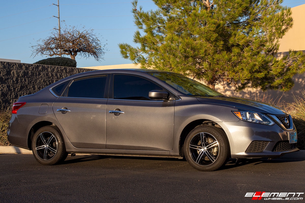 16 inch Touren TR62 Gloss Black Machined Face & Machined Lip on a 2019 Nissan Sentra