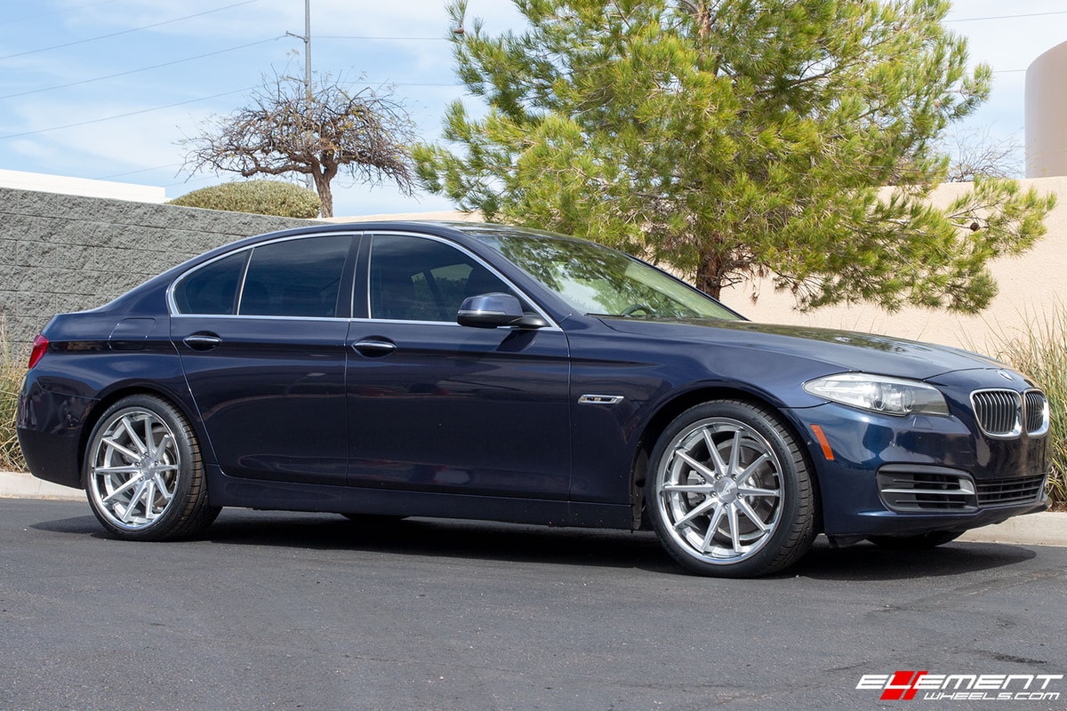 20 inch Staggered Ferrada FR4 Machine Silver w/ Chrome Lip on a 2014 BMW 528i