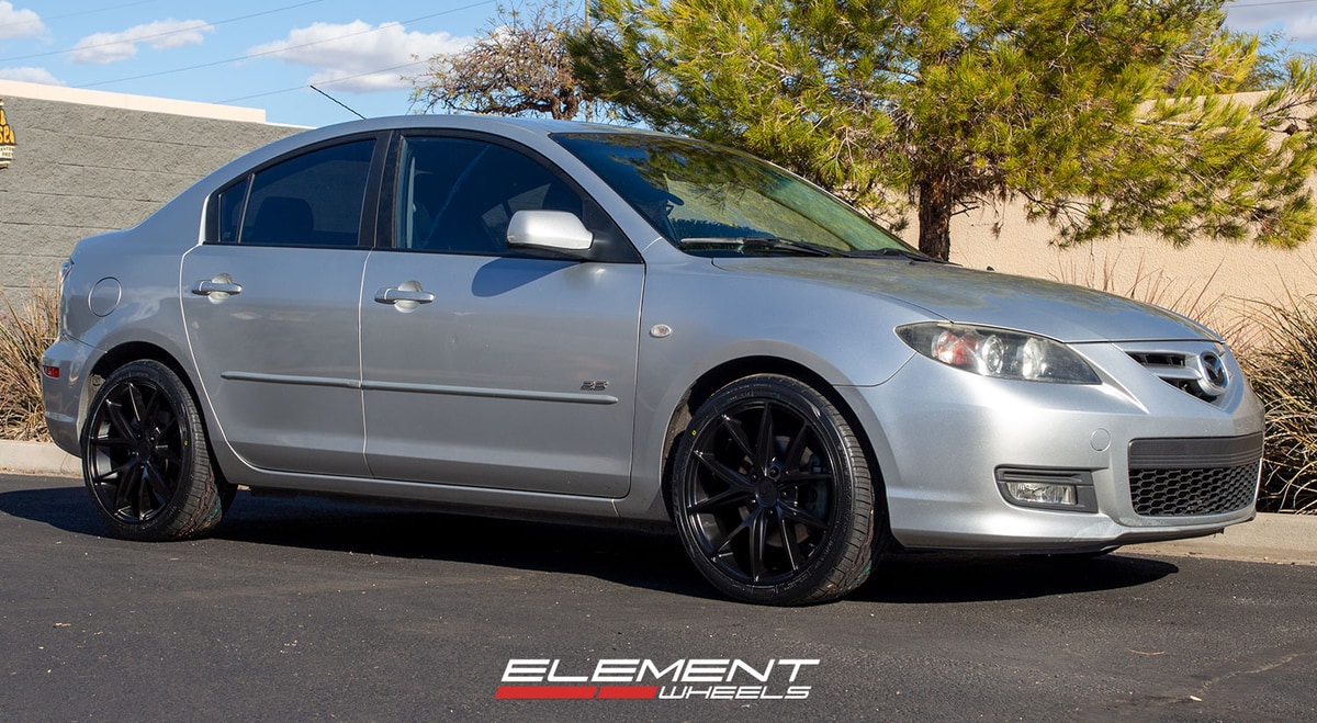18 inch Niche Misano Satin Black M117 on a 2008 Mazda 3