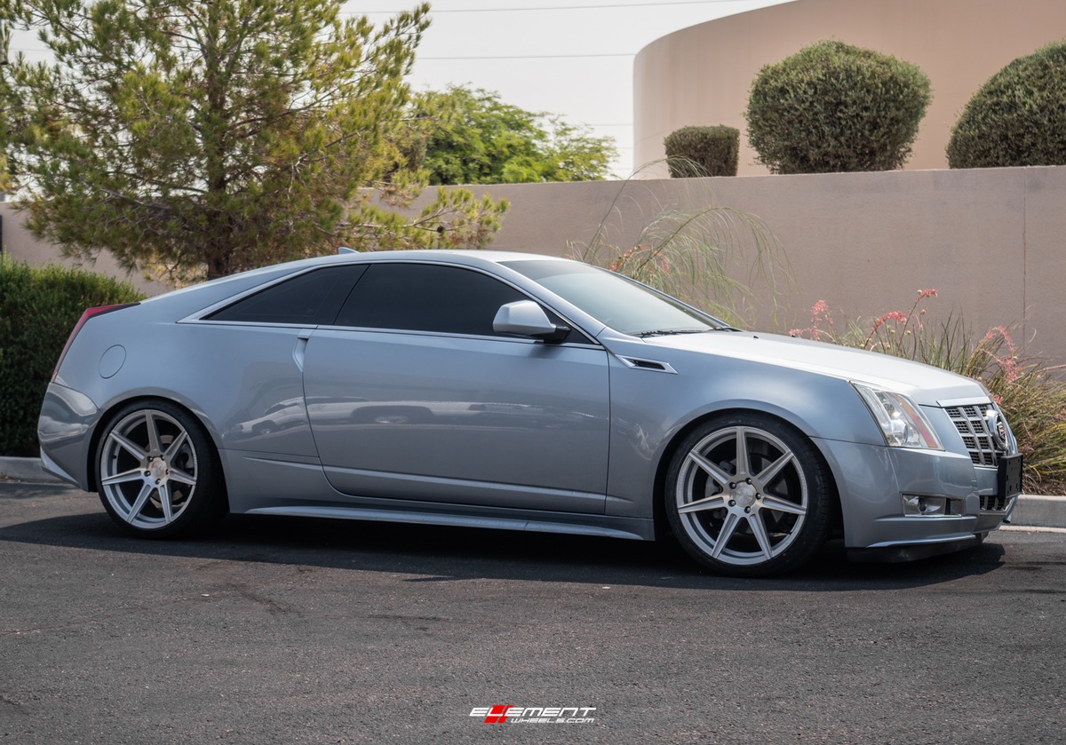 20 inch Staggered Ferrada Forge-8 FR-7 Machine Silver on a 2013 Cadillac CTS Coupe