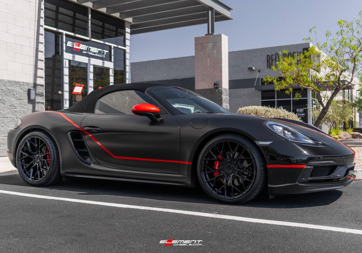 20 inch Staggered Variant Radon Gloss Piano Black on a 2019 Porsche Boxster GTS