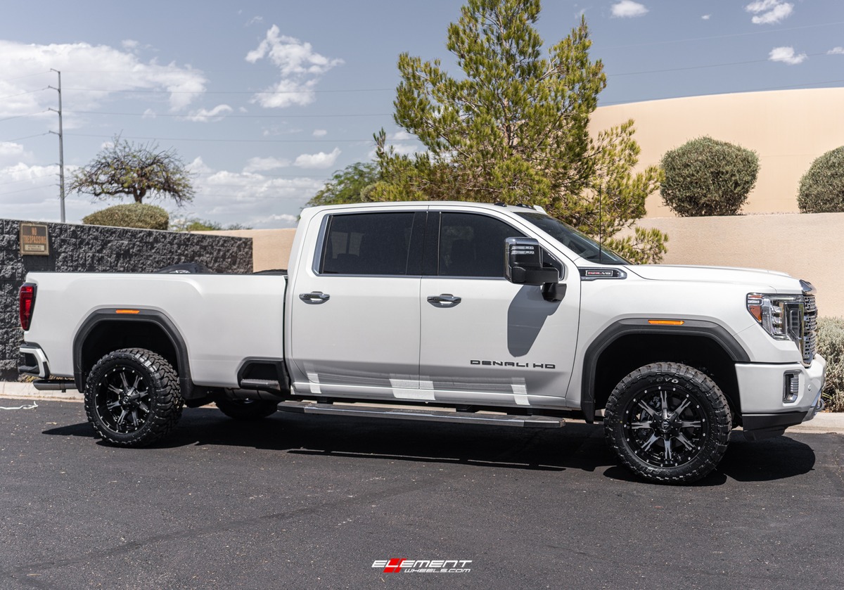 20 inch Fuel Off-Road Nutz Black Machined D541 on a 2021 GMC Sierra Denali HD