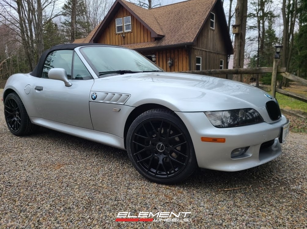 Staggered 18 Inch Avant Garde M359 Matte Black on a 2001 BMW Z3