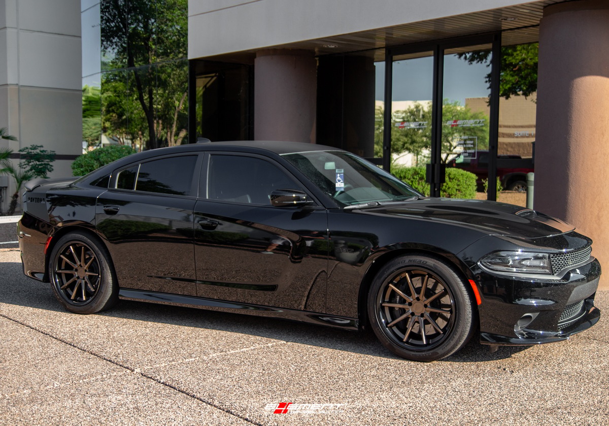 20 inch Ferrada FR4 Matte Bronze w/ Gloss Black Lip on a 2018 Dodge Charger