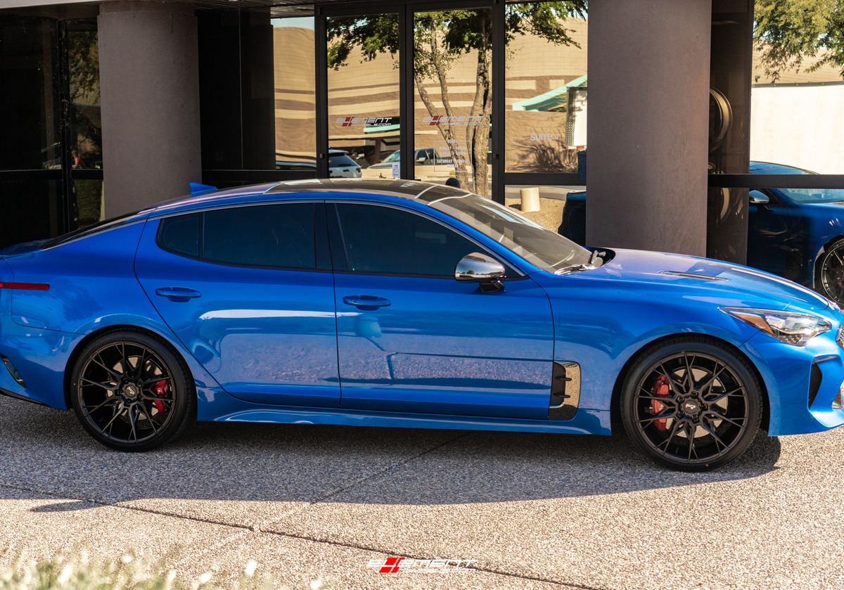 20 inch Staggered Niche Staccato M183 Matte Black on a 2020 Kia Stinger GT RWD