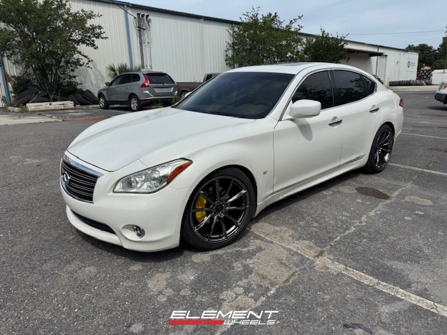 Staggered 20 inch Ace Alloy AFF05 in Black Chrome on an Infiniti M37
