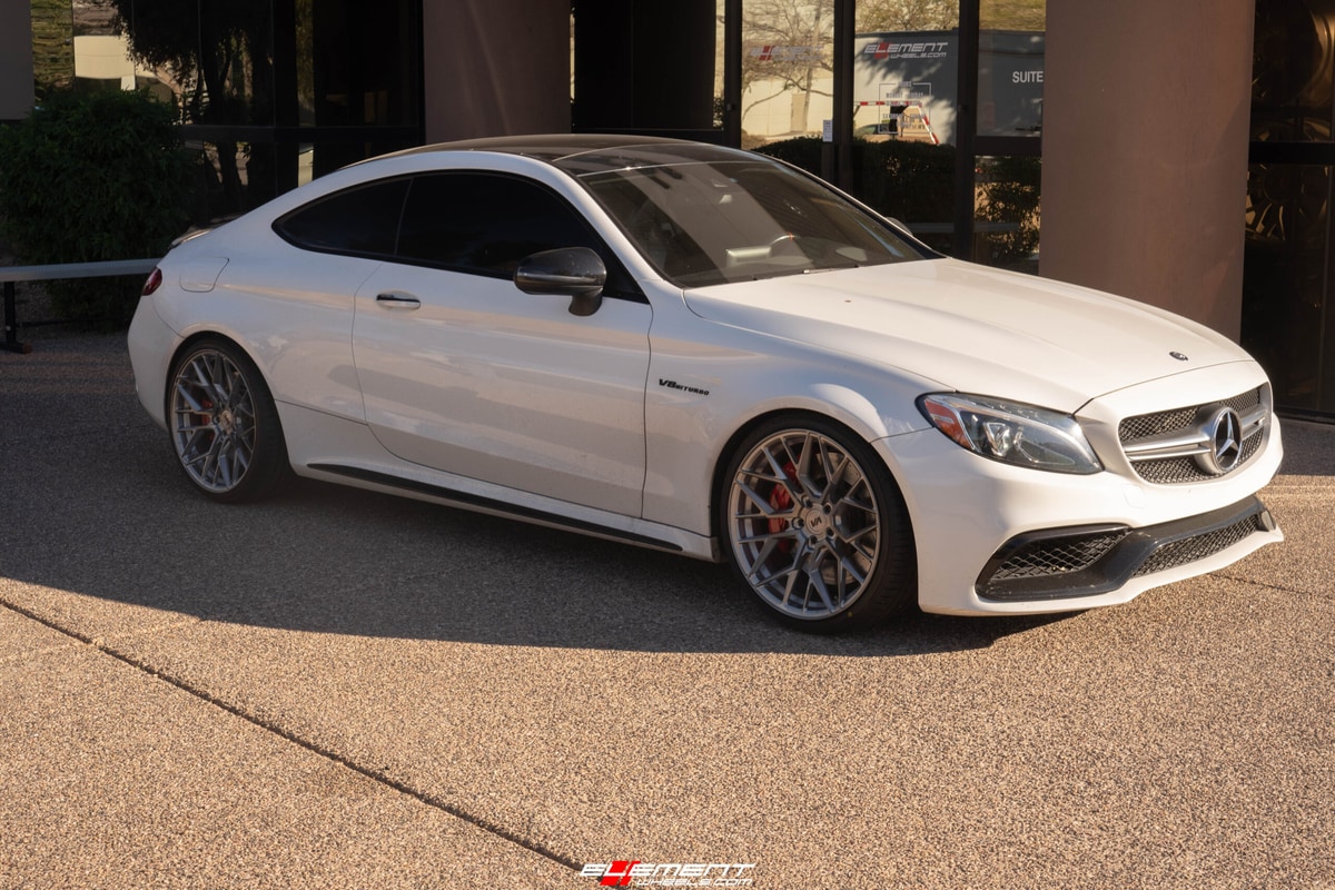 Staggered 20 Inch Variant Radons in Titanium Brushed Face on a 2017 Mercedes C63S Coupe