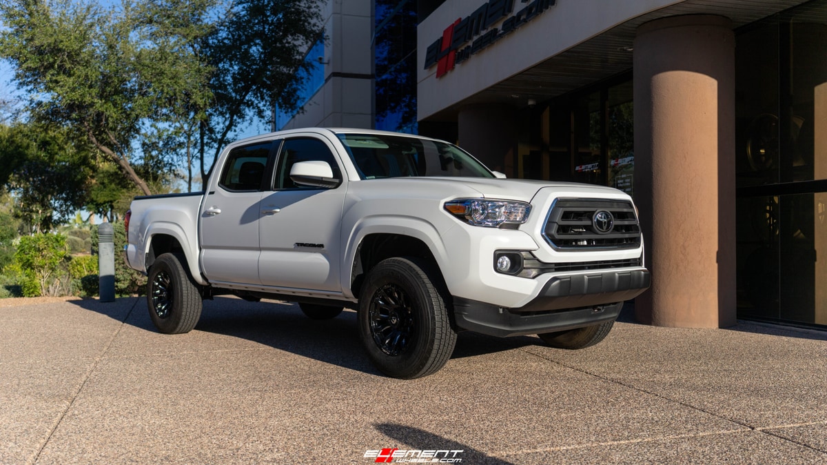 16 Inch Fuel Off-Road Blitz D673 in Gloss Black Milled on a 2020 Toyota Tacoma