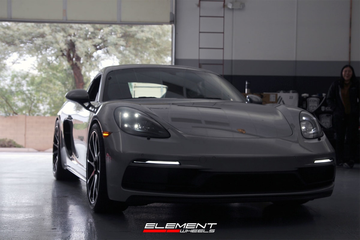 20 inch Staggered Savini Black Di Forza BM12 Gloss Black w/ Machined Face on a 2023 Porsche 718 GTS 4L