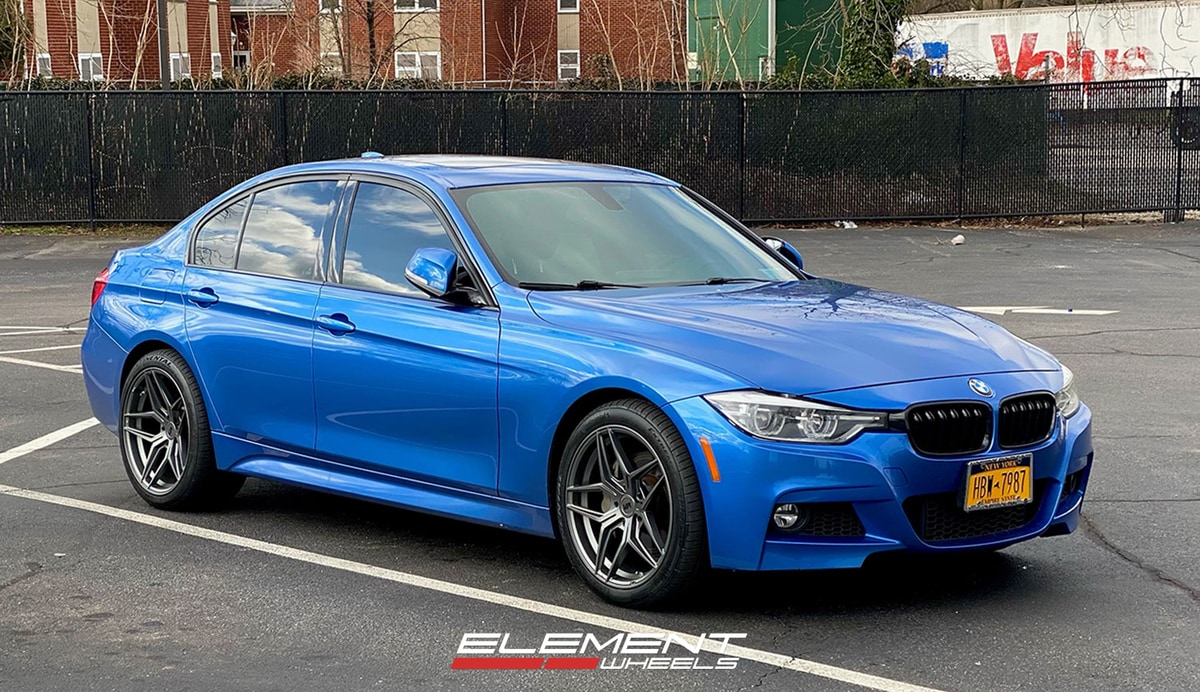 19 inch Staggered Variant Xenon Satin Gunmetal on a 2017 BMW 340i xDrive