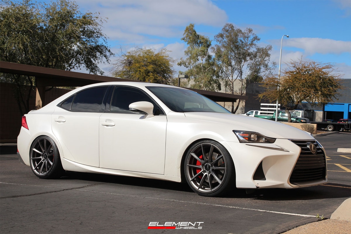 19 inch Staggered Ace Alloy AFF05 Space Gray on a Lowered 2018 Lexus IS300 RWD