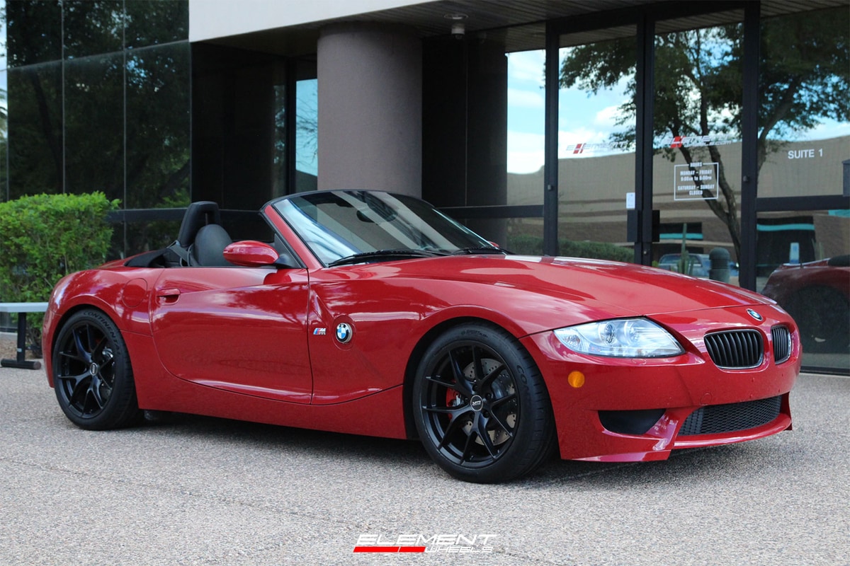 18 inch Staggered ESR RF2 Matte Black on a 2007 BMW Z4M Roadster