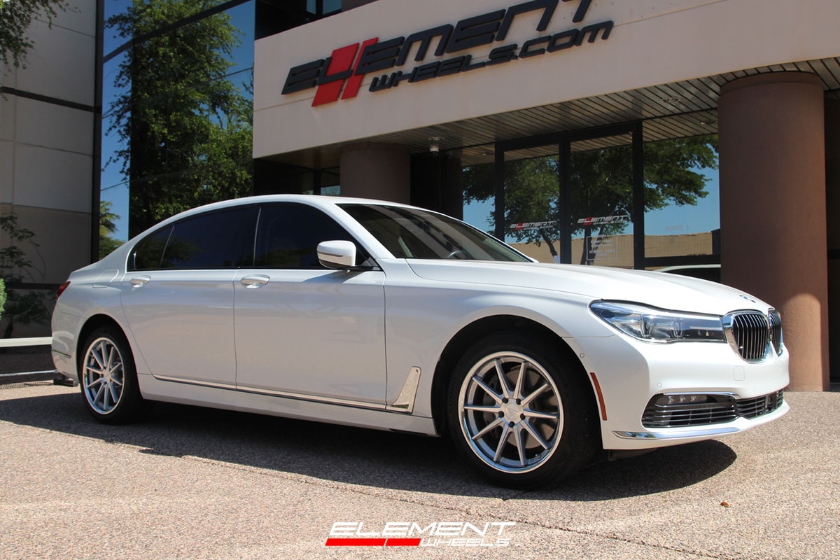 19 inch Ferrada FR4 Machine Silver w/ Chrome Lip on a 2017 BMW 7 Series