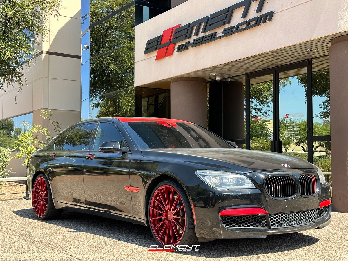 22 inch Element EL15 Candy Red on a 2014 BMW 7 Series RWD