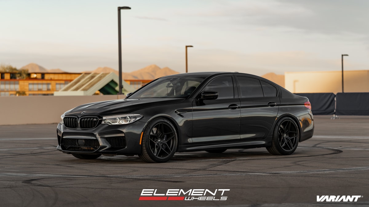 20 inch Staggered Variant Xenon Satin Black on a 2019 BMW M5 Competition
