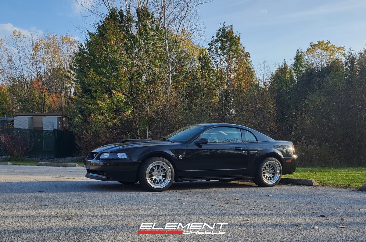 18 inch Staggered Aodhan DS06 in Silver w/ Machined Face on a 2004 Ford Mustang
