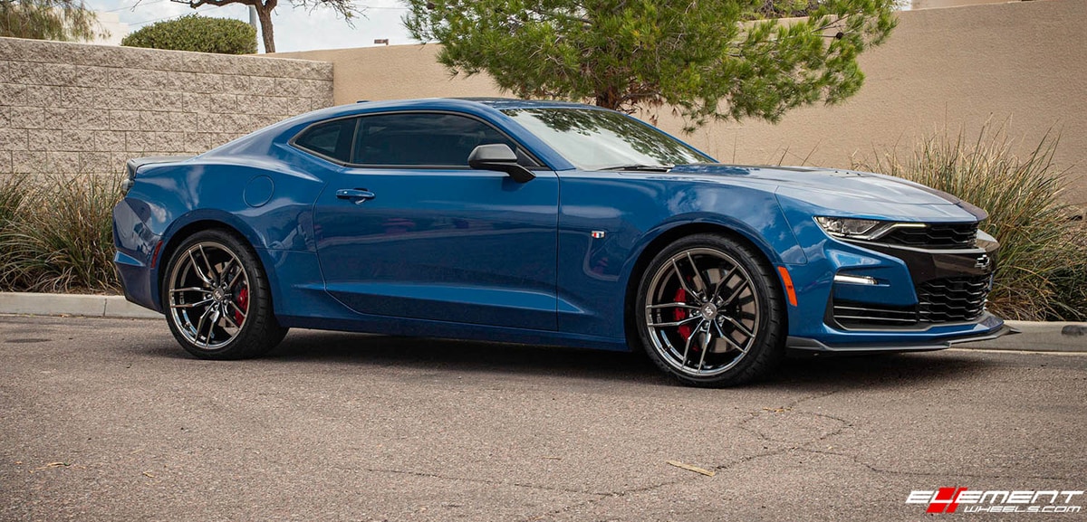 Staggered 20 Inch Variant Krypton in Super Black Chrome on a 2019 Camaro SS 1LE