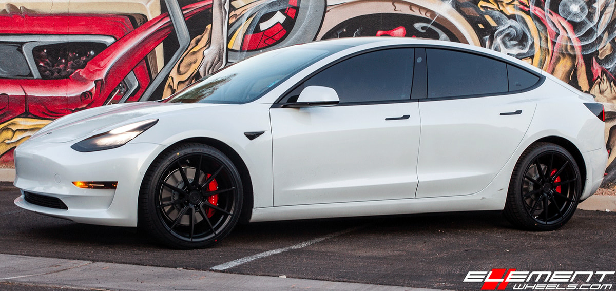20 inch Variant Argon Custom Satin Black on 2019 Tesla Model 3 Performance AWD