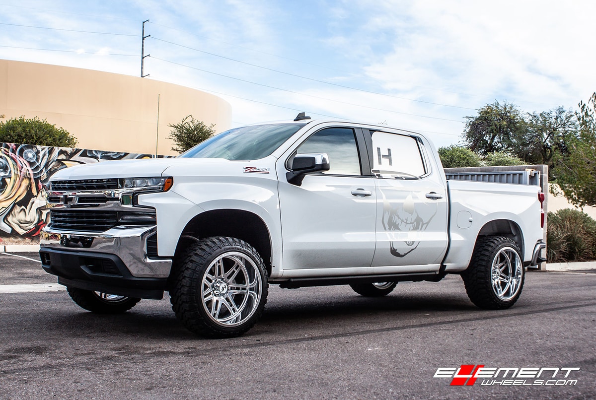 22 inch Hostile HF05 Atomic(6L) on 2019 Chevrolet Silverado 1500 w/ Specs