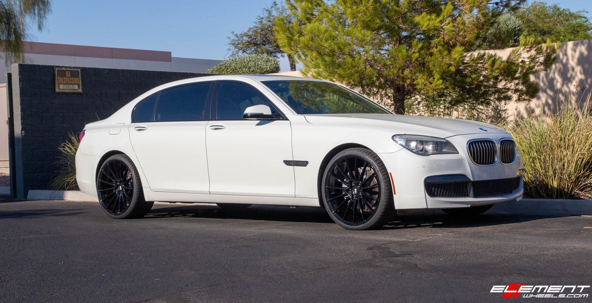Staggered 22 Inch Savini BM16 in Gloss Black on a 2015 BMW 740LD X-Drive