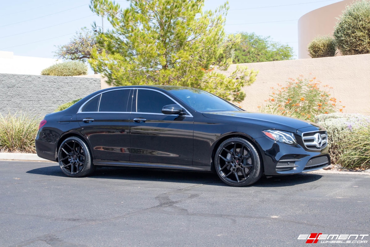 Staggered 20 Inch Giovanna Haleb in Gloss Black on a 2020 Mercedes Benz E350 Sedan