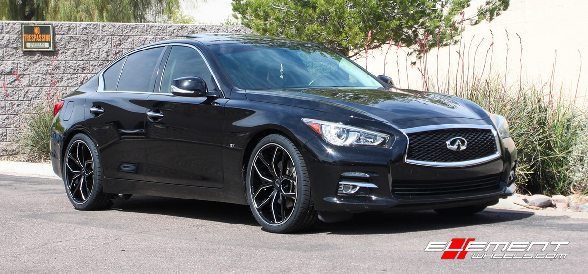 20 inch Foose Outkast Gloss Black Milled F150 on 2015 Infiniti Q50 RWD