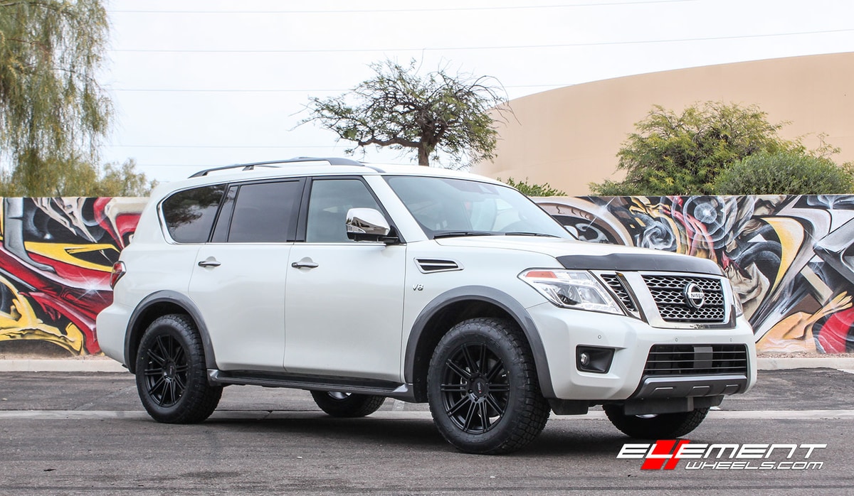 20 inch KMC 707 Channel Satin Black on 2018 Nissan Armada