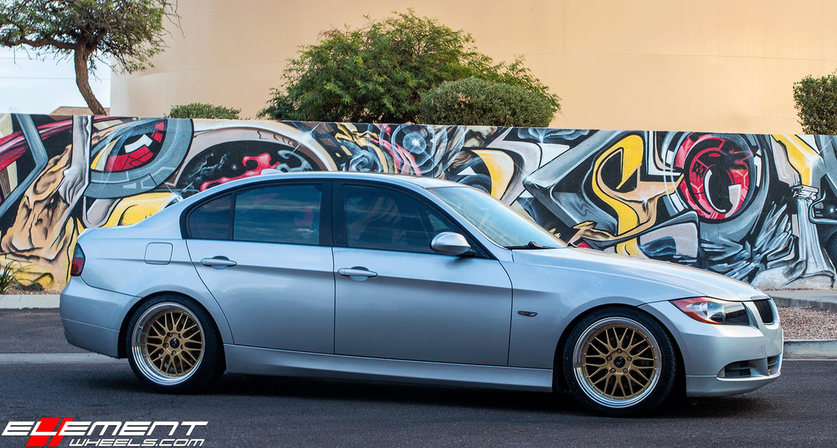 18 inch JNC 005 Gold w/ Machined Lip on 2007 BMW 328i Sedan