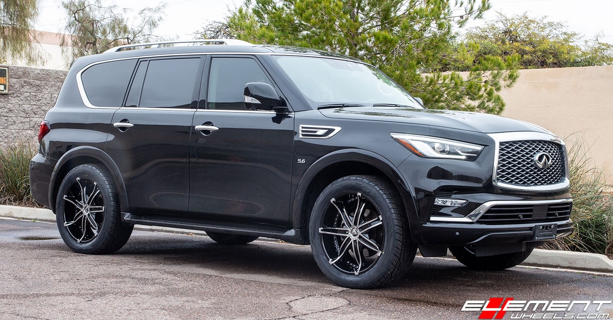 22 inch Diablo DNA Gloss Black w/ Chrome Inserts on 2019 Infiniti QX80