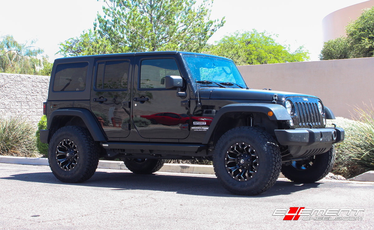 17 inch Fuel Off-Road Assault Gloss Black Milled D576 on 2018 Jeep Wrangler JK
