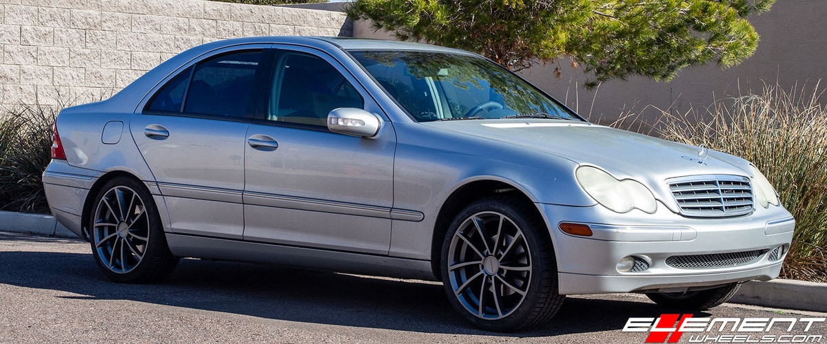 18 inch KMC KM691 Spin Matte Gunmetal on 2002 Mercedes Benz C240