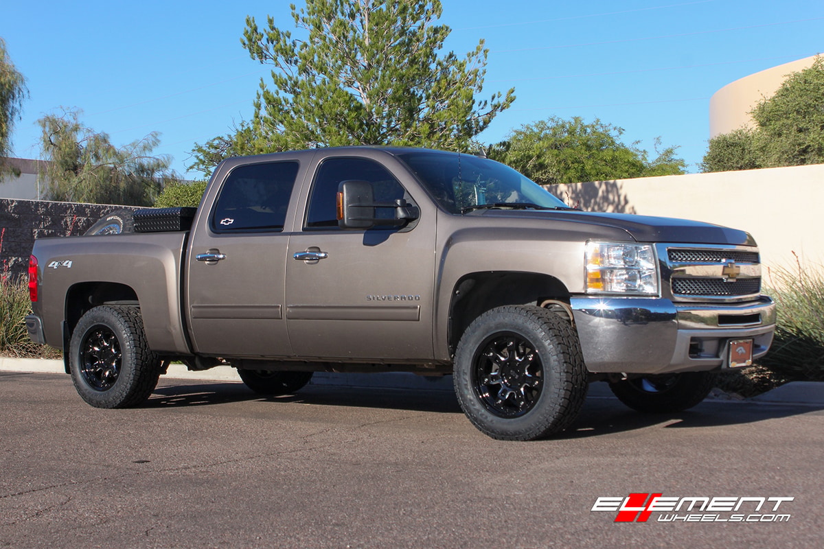 18 inch Black Rhino Locker Gloss Black w/ Milled Spokes on 2012 Chevrolet Silverado 1500 (Stock Height)