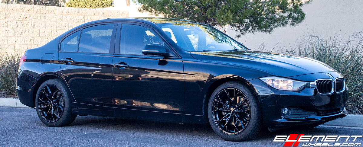 18 inch Helo HE907 Gloss Black on 2015 BMW 320I