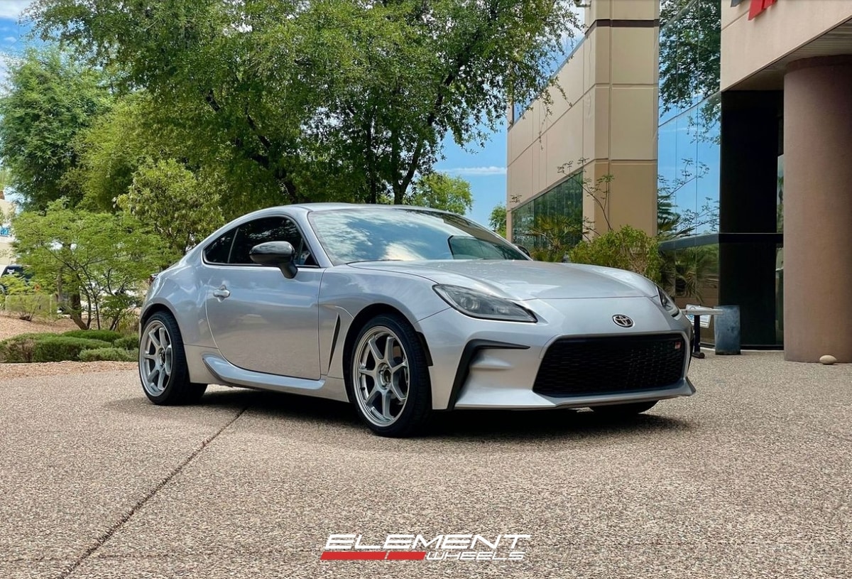 18 inch Staggered Enkei TS-7 in Storm Grey on a 2023 Toyota GR86