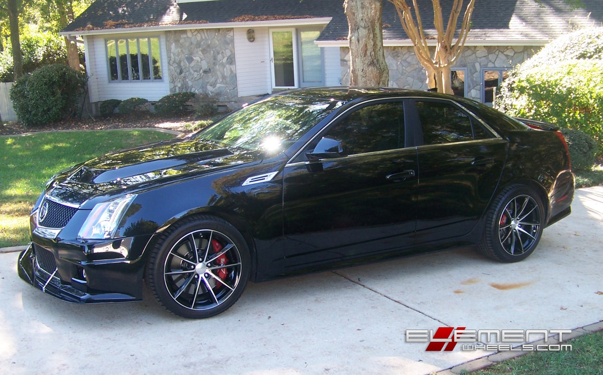 19 inch Ace Convex Black Machined wheels On 2009 Cadillac CTSV Sedan w/ Specs