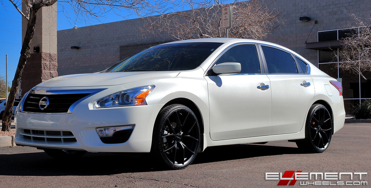 20x8.5 KMC Wishbone Satin Black on 2015 Nissan Altima w/ Specs