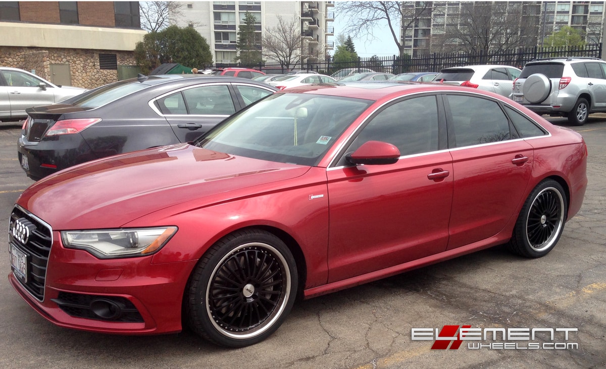20 inch TSW Silverstone Gloss Black w/Mirror Lip Wheels on 2013 Audi A6 w/ Specs