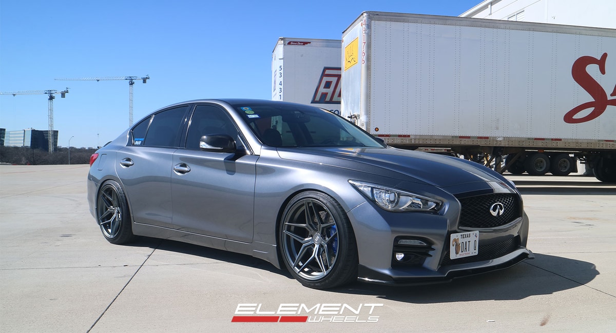 19 inch Variant Xenon Satin Gunmental on a 2014 Infiniti Q50