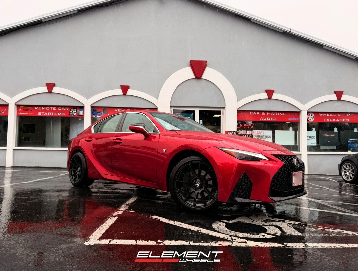 Staggered 19 inch MRR Ground Force GF6 in Gloss Black on a 2024 Lexus IS 350 F Sport AWD