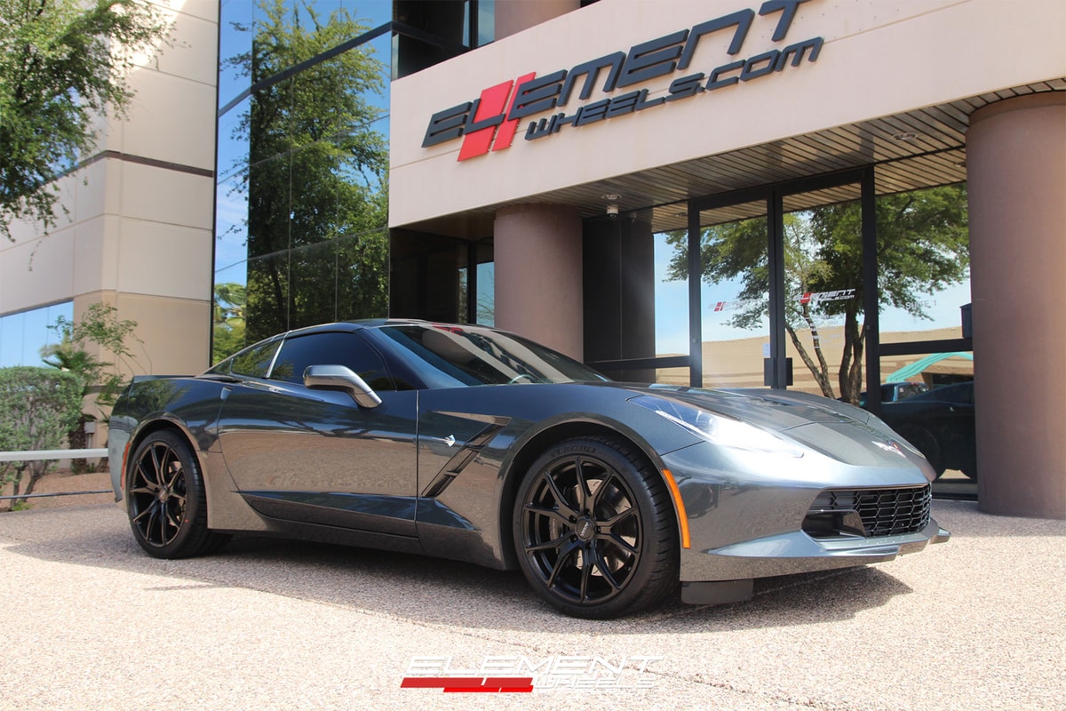 19/20 inch Double Staggered Varro VD01 Satin Black on a 2019 Chevrolet Corvette C7 Z51