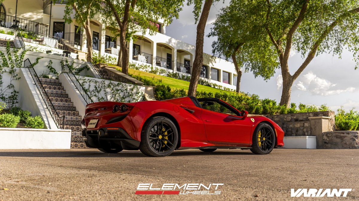 20 Inch Staggered Variant Krypton in Matte Black on a 2021 Ferrari F8 Spyder