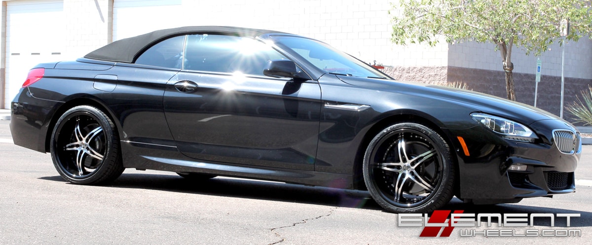 20 inch Staggered 2Crave No-14 Gloss Black w/ Machined Face and Gloss Black Lip on 2014 BMW 650i w/ Specs