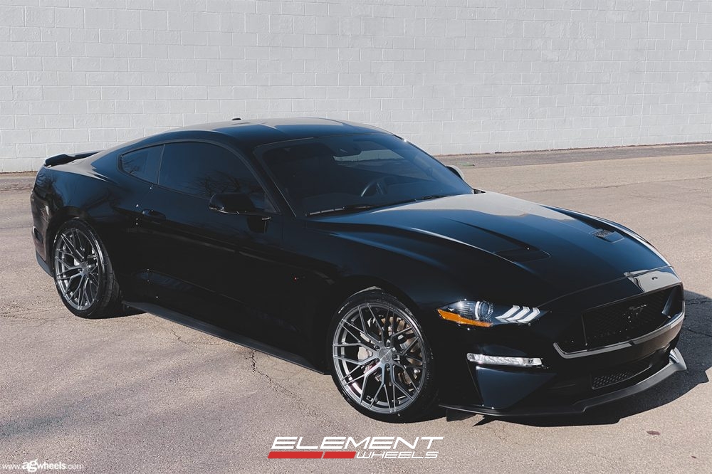 Staggered 20 Inch Avant Garde M520r in Dark Graphite Metallic on a 2017 Ford Mustang GT