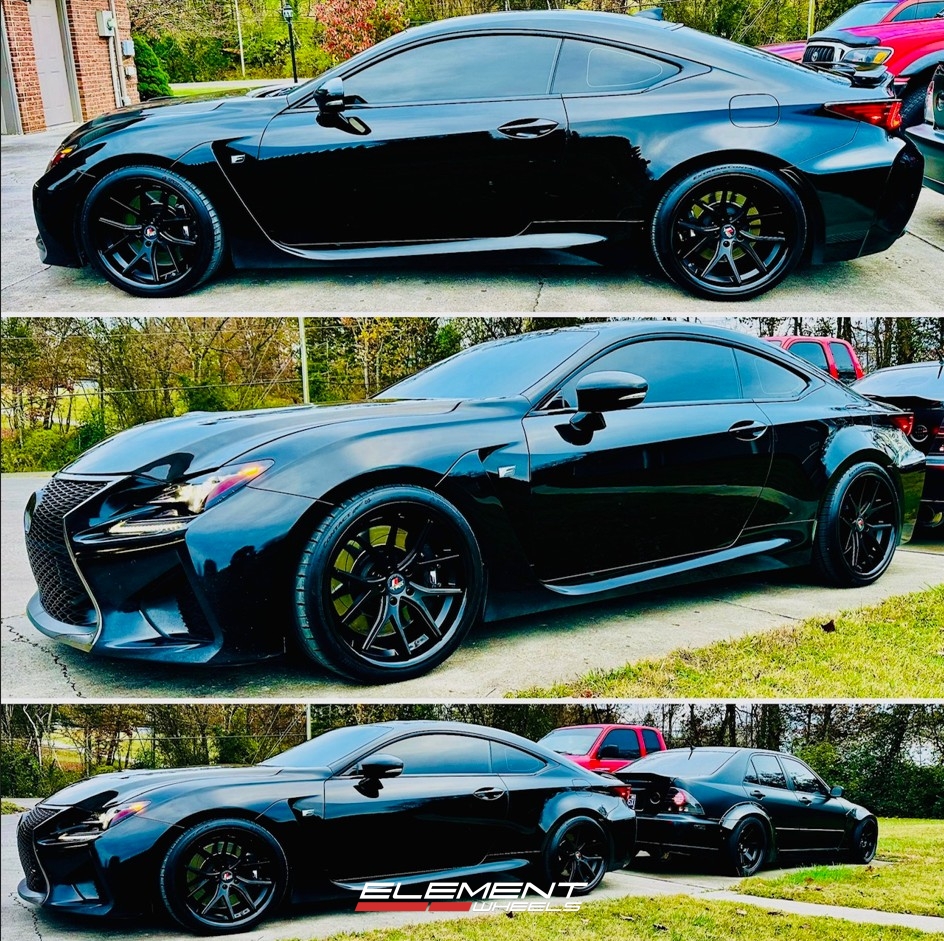 Staggered 20 inch Ferrada FR2 in Matte Black w/ Gloss Black Lip on a 2017 Lexus RC-F